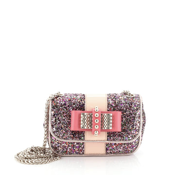 Christian Louboutin Sweet Charity Crossbody Bag Leather with Flocked Glitter Mini