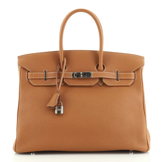 Hermes Birkin Handbag Brown Togo with Palladium Hardware 35