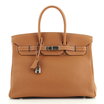 Hermes Birkin Handbag Brown Togo with Palladium Hardware 35