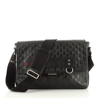 Gucci Flap Messenger Bag Guccissima Leather Large