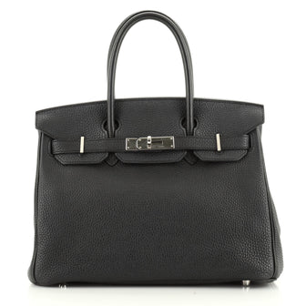Birkin Handbag Noir Togo with Palladium Hardware 30
