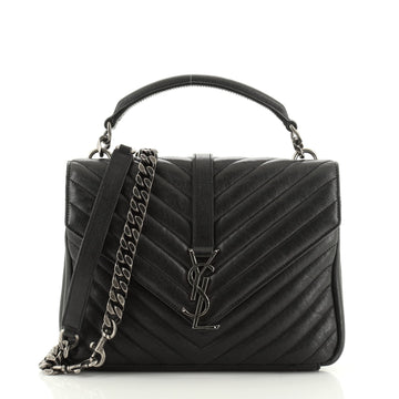 Saint Laurent Classic Monogram College Bag Matelasse Chevron Leather Medium