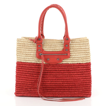 Balenciaga Panier Shopping Tote Woven Raffia XS