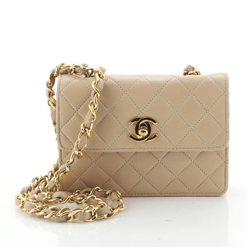 Chanel Vintage CC Chain Flap Bag Quilted Leather Extra Mini
