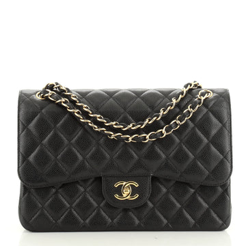 Chanel Classic Double Flap Bag Quilted Caviar Jumbo