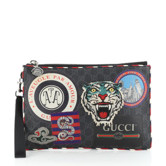 Gucci Night Courrier Pouch GG Coated Canvas with Applique 