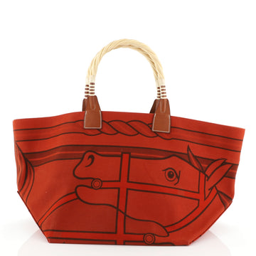 Sac Steeple Tote Printed Toile with Wood