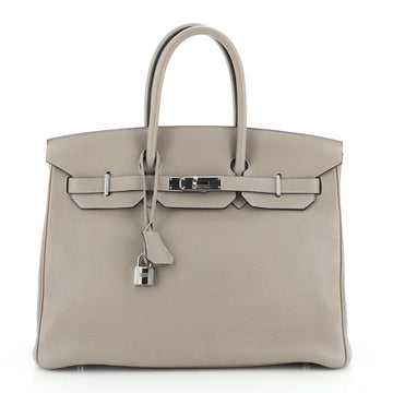 Birkin Handbag Gris Tourterelle Clemence with Palladium Hardware 35