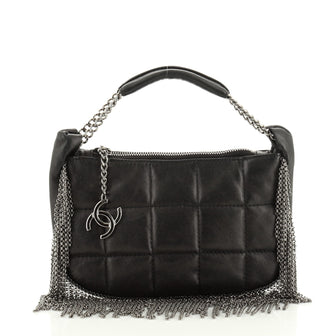 Chanel Chocolate Bar CC Charm Zip Bag Quilted Lambskin Small