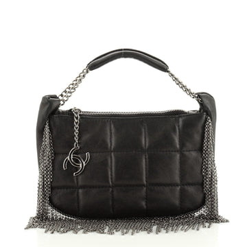 Chanel Chocolate Bar CC Charm Zip Bag Quilted Lambskin Small