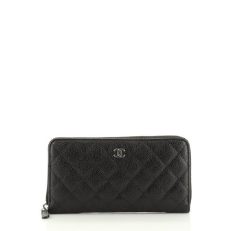 Chanel Zip Around Wallet Quilted Caviar Long