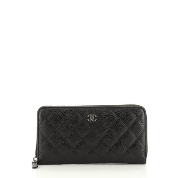 Chanel Zip Around Wallet Quilted Caviar Long