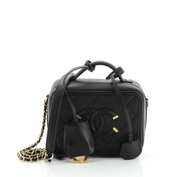 Filigree Vanity Case Quilted Caviar Small