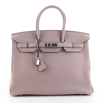 Hermes Birkin Handbag Pink Clemence with Palladium Hardware 35