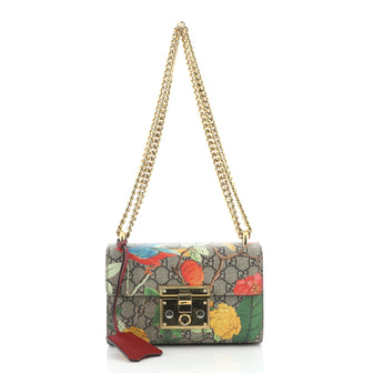 Gucci Padlock Shoulder Bag Tian Print GG Coated Canvas Small