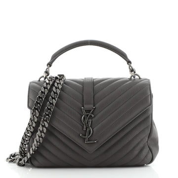 Saint Laurent Classic Monogram College Bag Matelasse Chevron Leather Medium