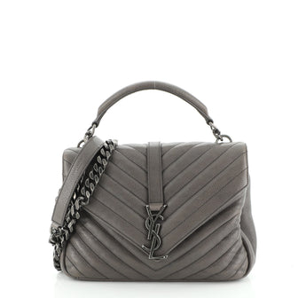 Saint Laurent Classic Monogram College Bag Matelasse Chevron Leather Medium