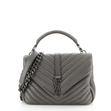 Saint Laurent Classic Monogram College Bag Matelasse Chevron Leather Medium