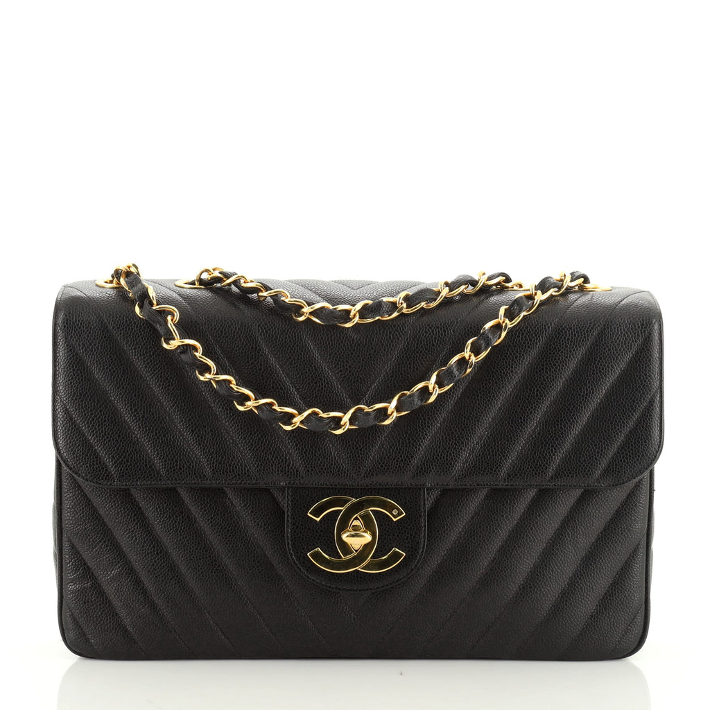 Chanel Vintage Caviar Leather Chevron Top Handle Speedy Bag at 1stDibs