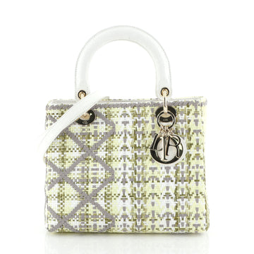 Lady Dior Bag Woven Raffia with Crocodile Medium