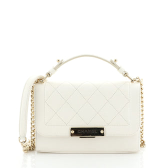 Chanel Label Click Flap Bag Quilted Calfskin Small