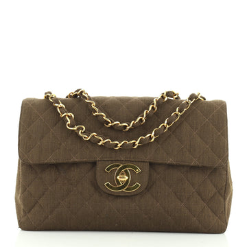 Chanel Vintage Classic Single Flap Bag Quilted Coated Canvas Maxi