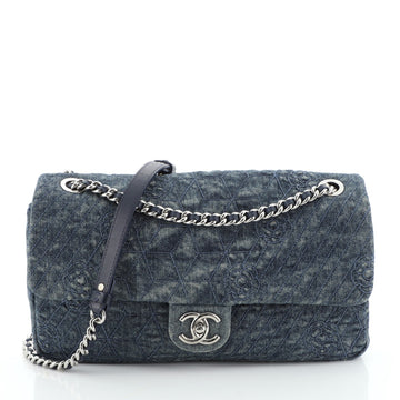 Chain Flap Bag Camellia Denim Large