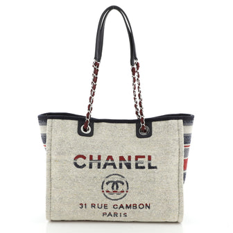 Deauville Tote Canvas with Striped Detail Small