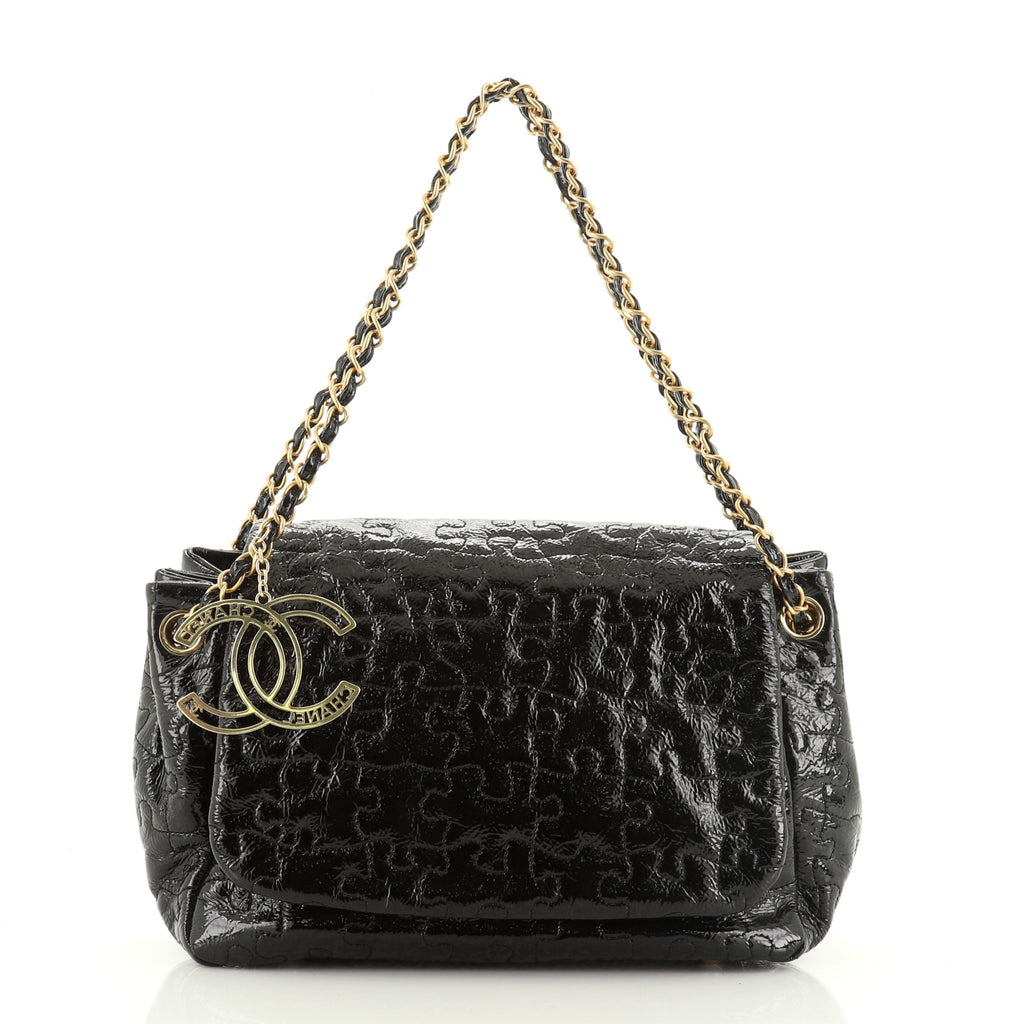 Chanel Puzzle Accordion Flap Bag Patent Black 50370139