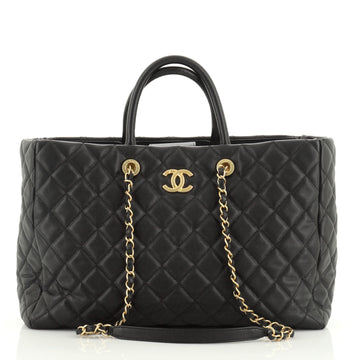 Coco Handle Shopping Tote Quilted Caviar Large