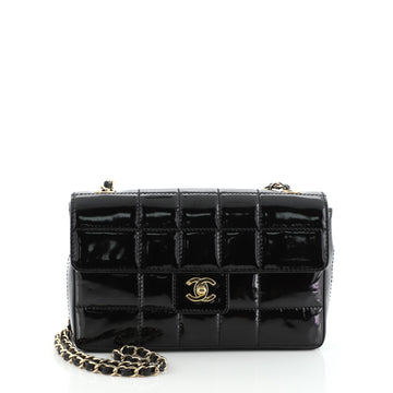 Chocolate Bar Flap Bag Quilted Patent Medium