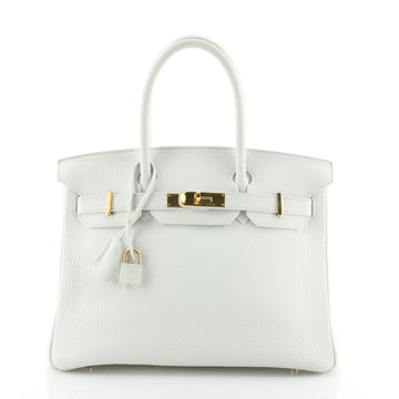 Birkin Handbag Blanc Clemence with Gold Hardware 30