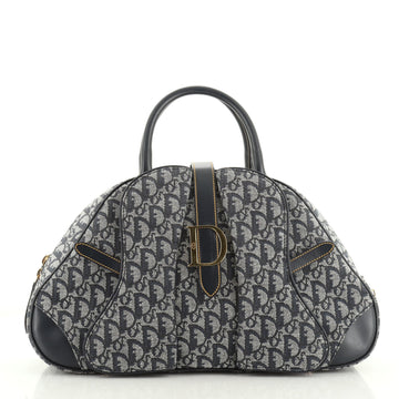 Saddle Bowler Bag Diorissimo Canvas Medium