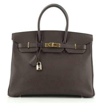 Birkin Handbag Chocolate Epsom with Gold Hardware 35