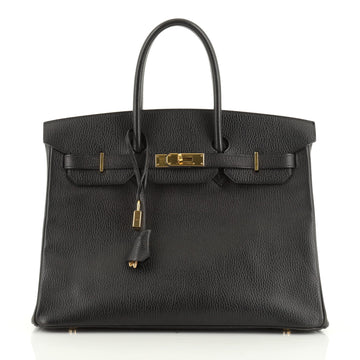 Birkin Handbag Noir Ardennes with Gold Hardware 35