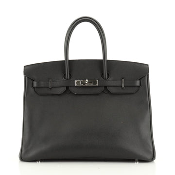 Birkin Handbag Noir Epsom with Palladium Hardware 35
