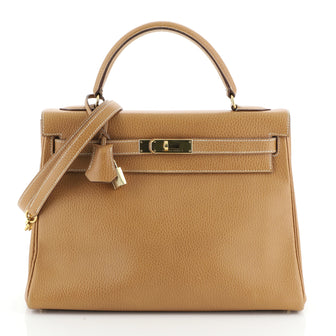 Kelly Handbag Gold Ardennes with Gold Hardware 32