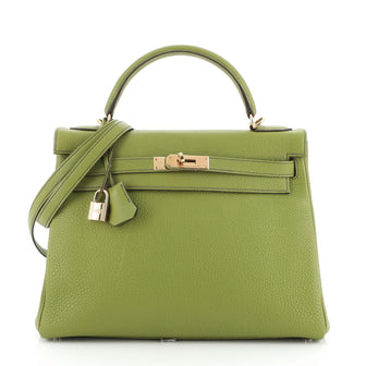 Kelly Handbag Green Togo with Gold Hardware 32