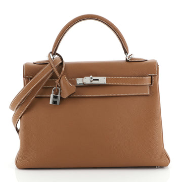 Kelly Handbag Gold Togo with Gold Hardware 32