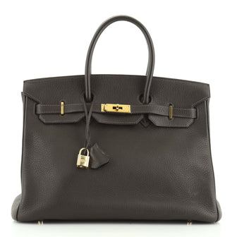 Birkin Handbag Marron Foncé Togo with Gold Hardware 30
