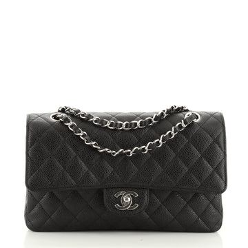 Chanel Vintage Classic Double Flap Bag Quilted Caviar Medium