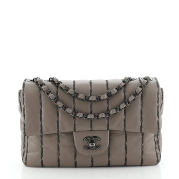 Vertical Stitch Flap Bag Quilted Lambskin Medium