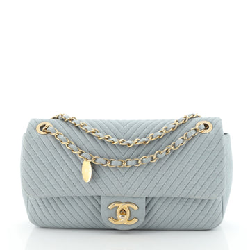Medallion Charm Flap Bag Chevron Wrinkled Lambskin Medium