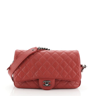 Casual Rock Airlines Flap Bag Quilted Crumpled Calfskin Small