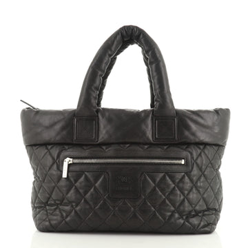 Coco Cocoon Zipped Tote Quilted Caviar Large