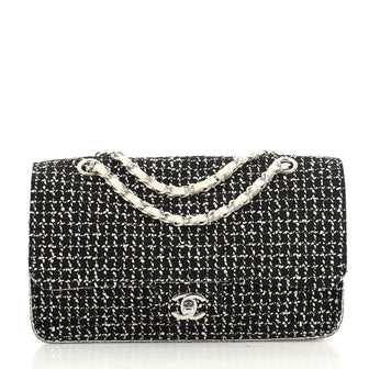 Chanel Classic Single Flap Bag Tweed and Leather Medium