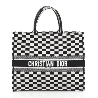 Christian Dior Book Tote Check Canvas 