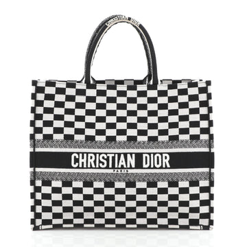Christian Dior Book Tote Check Canvas 