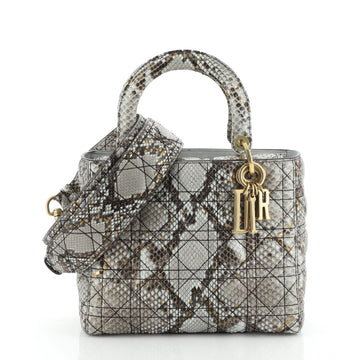 Christian Dior Supple Lady Dior Bag Cannage Quilt Python Medium