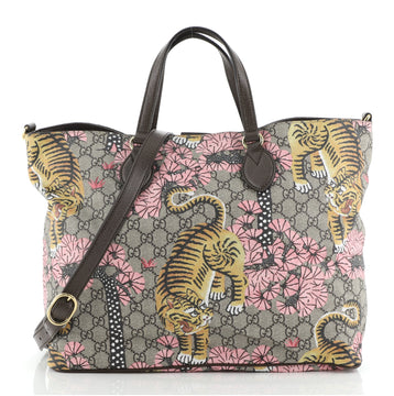 Gucci Convertible Soft Tote Bengal Print GG Coated Canvas Medium